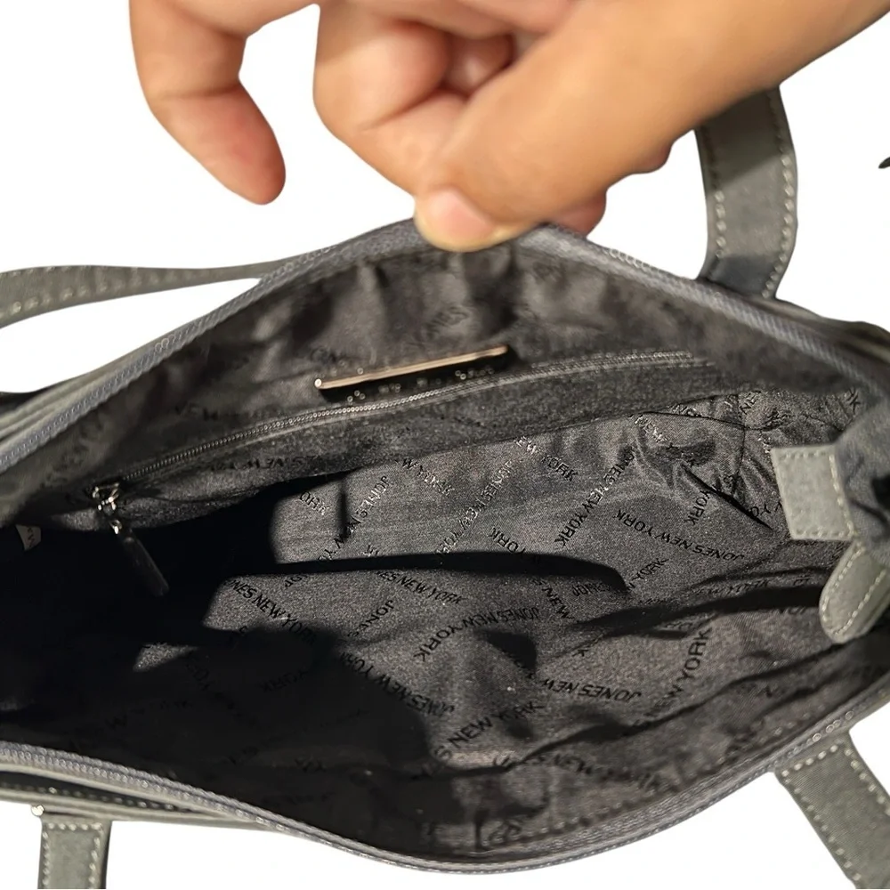 Charcoal Gray Canvas Jones New York Shoulder/Crossbody Bag, NWOT